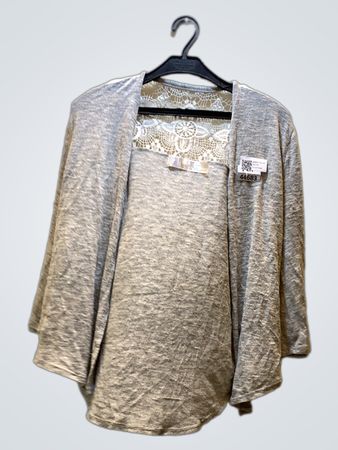 Unbranded Gray Lace Detail Cardigan