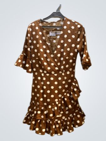 Zara Brown Polka Dot Wrap Dress