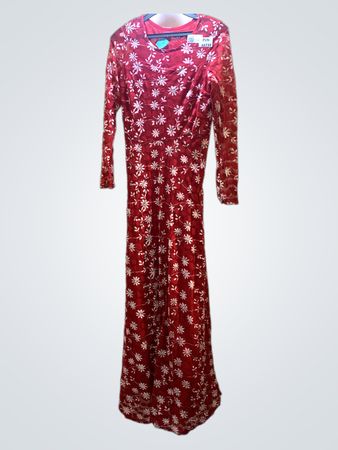 Red Floral Long Sleeve Dress