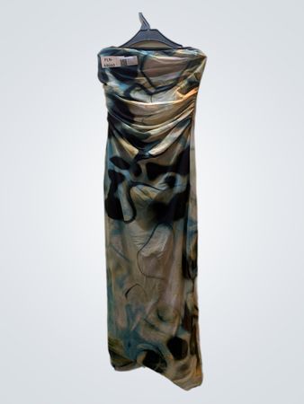 Dress with Blue and Black Abstract Design
