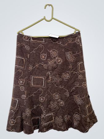 Brown Embroidered Skirt