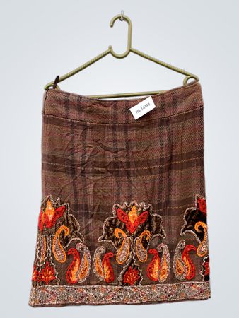 Brown Embroidered Skirt