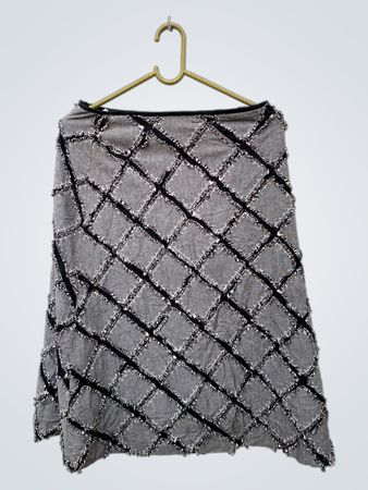 MON GRY Gray and Black Plaid Skirt