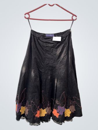 Takuya Embroidered Flared Midi Skirt
