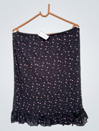 Classic Black Floral Print Ruffle Skirt