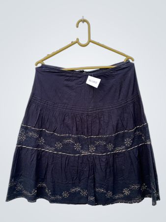 Navy Embroidered Tiered Skirt