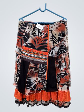 Café Multi-Color Printed Tiered Skirt