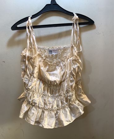Beige Satin Ruffled Top