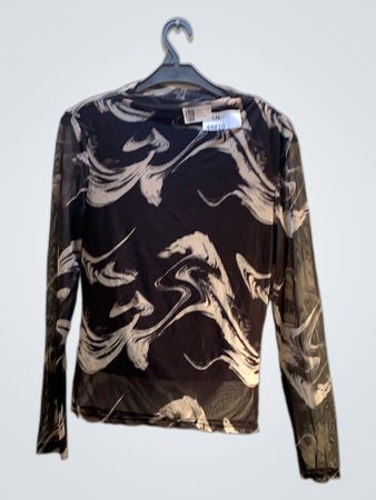 Blouse with Black and White Abstract Design