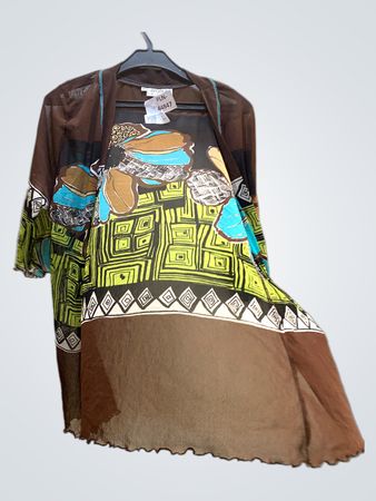 D'ONA MODA Brown Dress with African Print