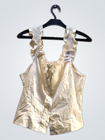 Women's White Ruffled Tank Top