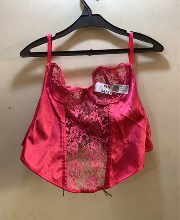 Pink Satin Corset with Lace Details