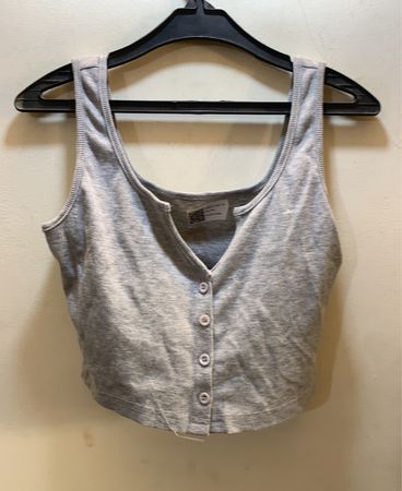 Gray Ribbed Tank Top