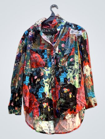 Mehrfarbiges Blumen-Patchwork-Hemd