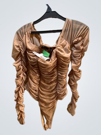 ASOS DESIGN Nude Puffed Sleeve Bodysuit