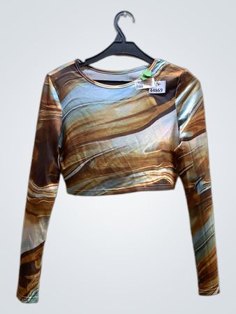 Long-Sleeve Marble Print Top