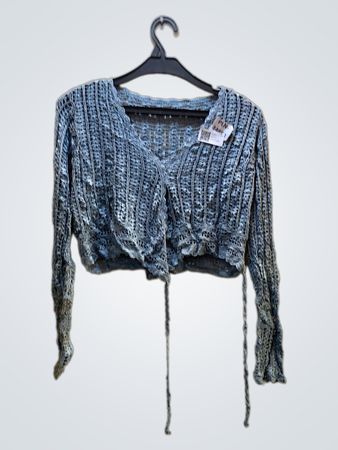 Gray Cropped Knit Sweater