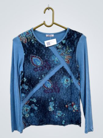 Damart Blue Floral Long Sleeve Top