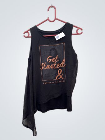 Black Tank Top with Orange Graphic