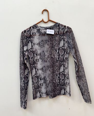 Long Sleeve Snakeskin Top
