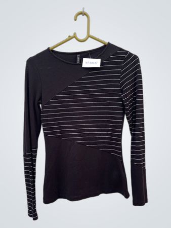 Karen Millen Black Striped Long-Sleeve Top