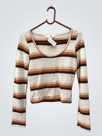 Rip Curl Striped Cropped Knit Top