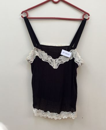 Black Lace Trim Tank Top