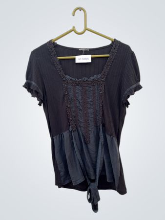 Unbranded Black Lace Trim Blouse