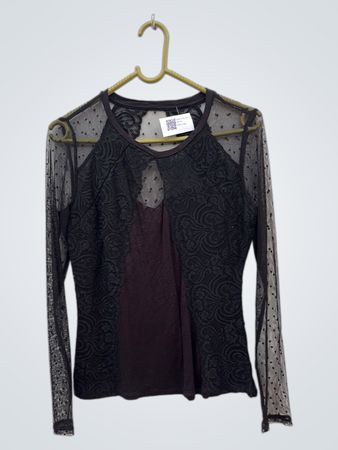 Black Lace Sheer Top