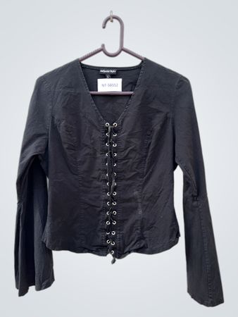 Authentic Style Black Lace-Up Blouse