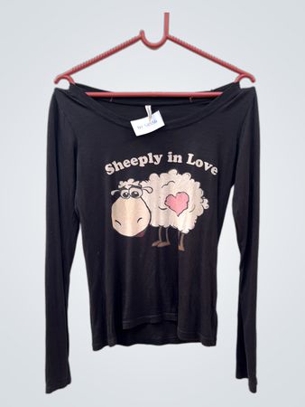 Fishbone Sheeply in Love Black Long Sleeve Top