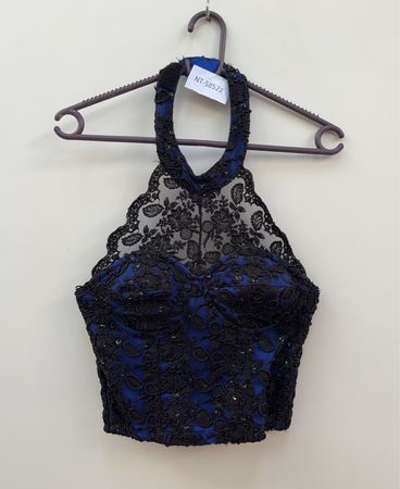Unbranded Blue Lace Halter Crop Top