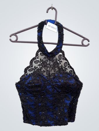 Unbranded Blue Lace Halter Crop Top