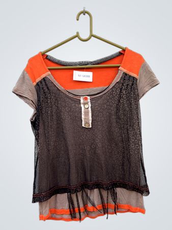 O.K.S Women's Orange and Black Blouse