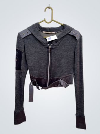 Gray Long Sleeve Zippered Hoodie