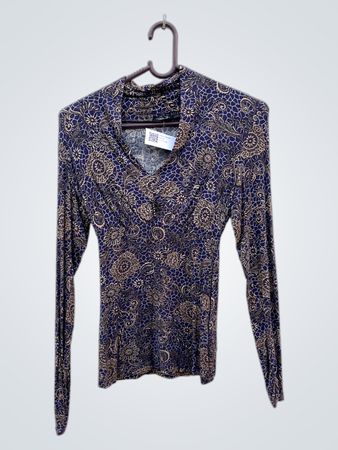 Rnotiv Patterned Long Sleeve Wrap Blouse