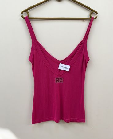 Pink Tank Top with Rhinestone Logo