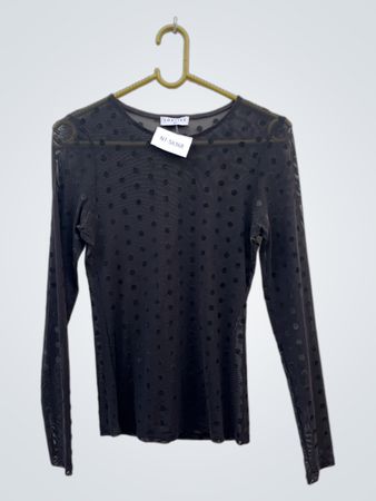 LOAVIES Black Polka Dot Long Sleeve Top