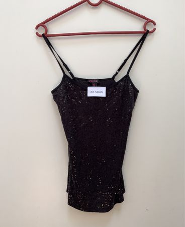 GLO Black Sequined Tank Top