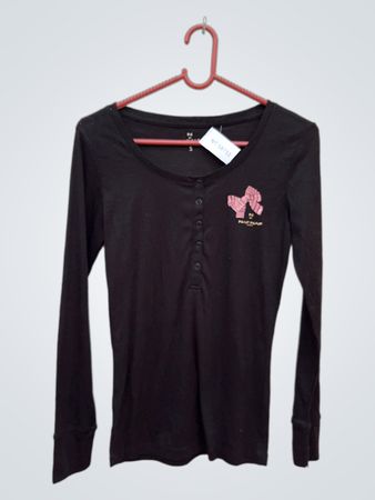 Naf Naf Black Long-Sleeve Embroidered Top