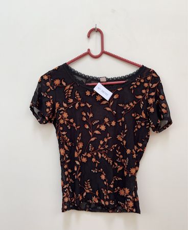 Only Hearts Floral Bestickte Durchsichtige Bluse