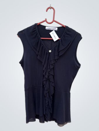 Luciano Pavarotti Black Ruffled Top