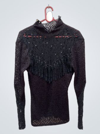 Black Fringed Sweater