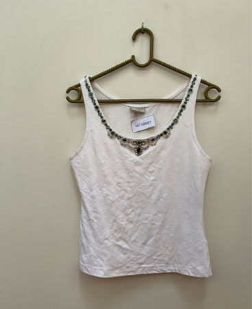 Karen Millen White Beaded Tank Top