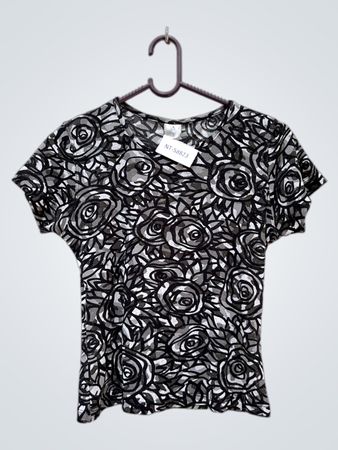 Black and White Rose Pattern Shirt