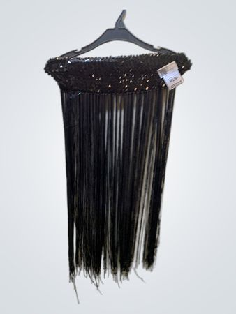 Schwarzes Pailletten-Fransen-Top