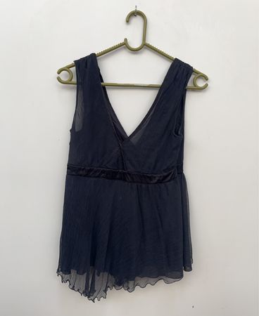 Schwarzes transparentes V-Ausschnitt Minikleid