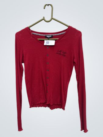 Libertó Red Long-Sleeve Cardigan
