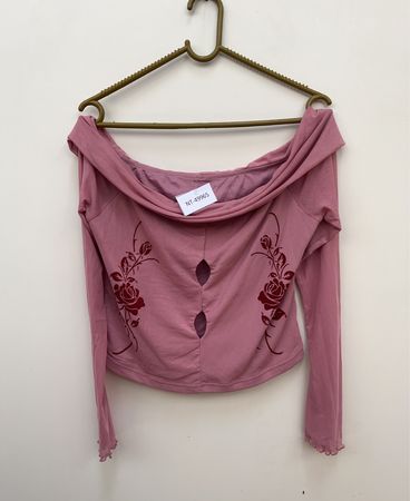 Rosa Langarm-Oberteil mit floralem Design