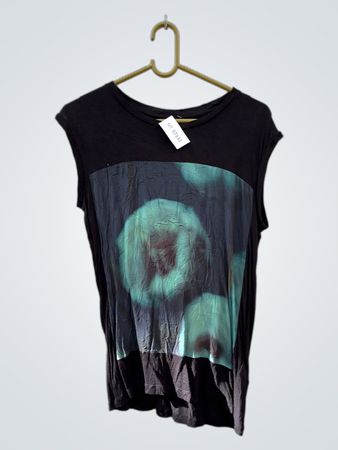 AllSaints Schwarzes Grafik Ärmelloses Top